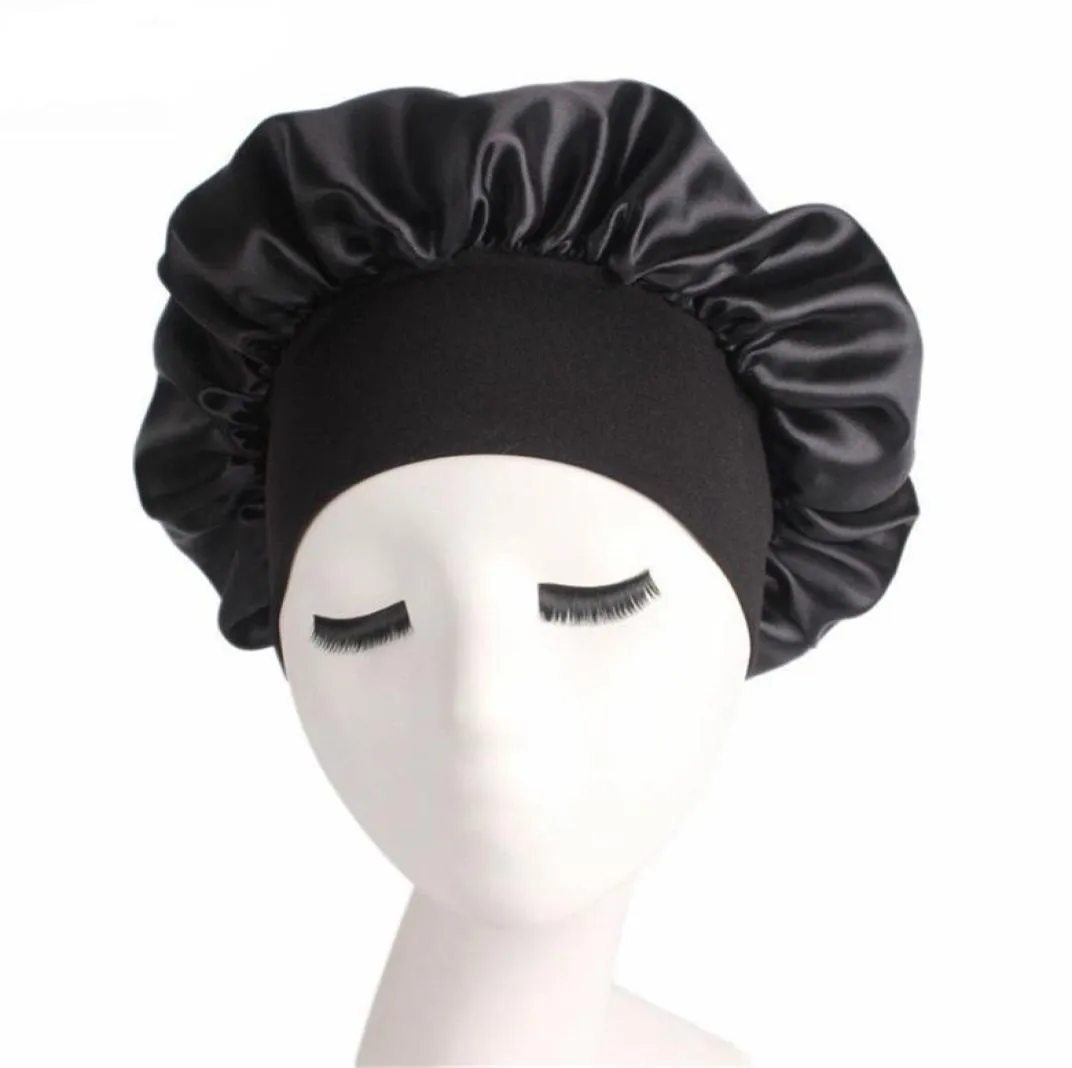1PC Women szeroki zespół satynowy jedwabny czapkę czapki wygodne nocne czapkę ladie miękkie jedwabne pielęgnacja włosów maska ​​maski 4208815