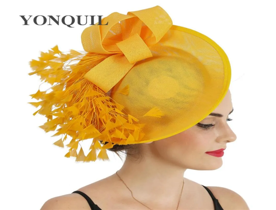 Ny imition sinamay fascinerande cocktail kvinnor hat fascinator hårklipp brud fancy blomma milliner cap derby party headwear1085705