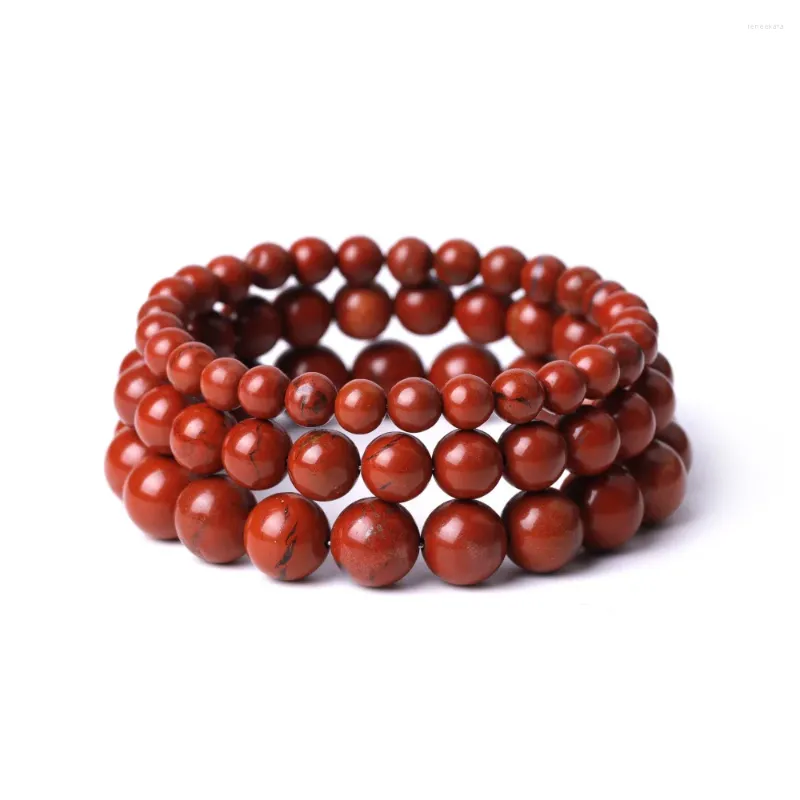 Strand 10pcs Naturel 6mm 8mm 10mm Bracelet de perles de pierre rouge Yoga Guérison Amant Couple Ami Bouddha Bracelets