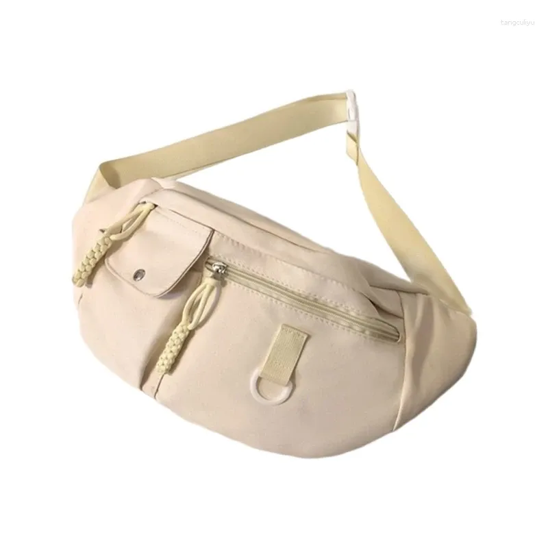 Sacos de cintura Alça ajustável Nylon Crossbody Bag Y2K Cor sólida Sling Fanny Pack Peito para compras esportivas e muito mais