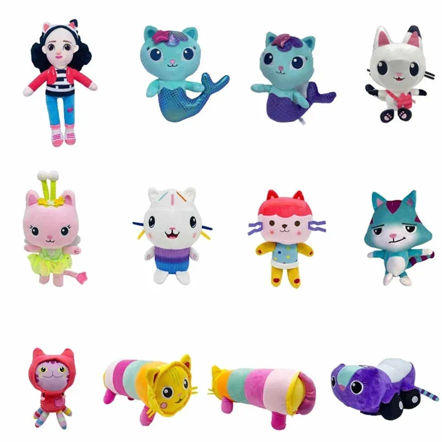 Cartoon Mermaid Cat Plush Toy Dolls Stuffed Anime Birthday Gifts Home Bedroom Decoration