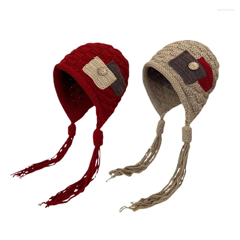 Berets inverno outono listrado chapéu de malha para mulheres homens estilo coreano Skullies beanies feminino bonito bola peluda com corda ao ar livre manter quente