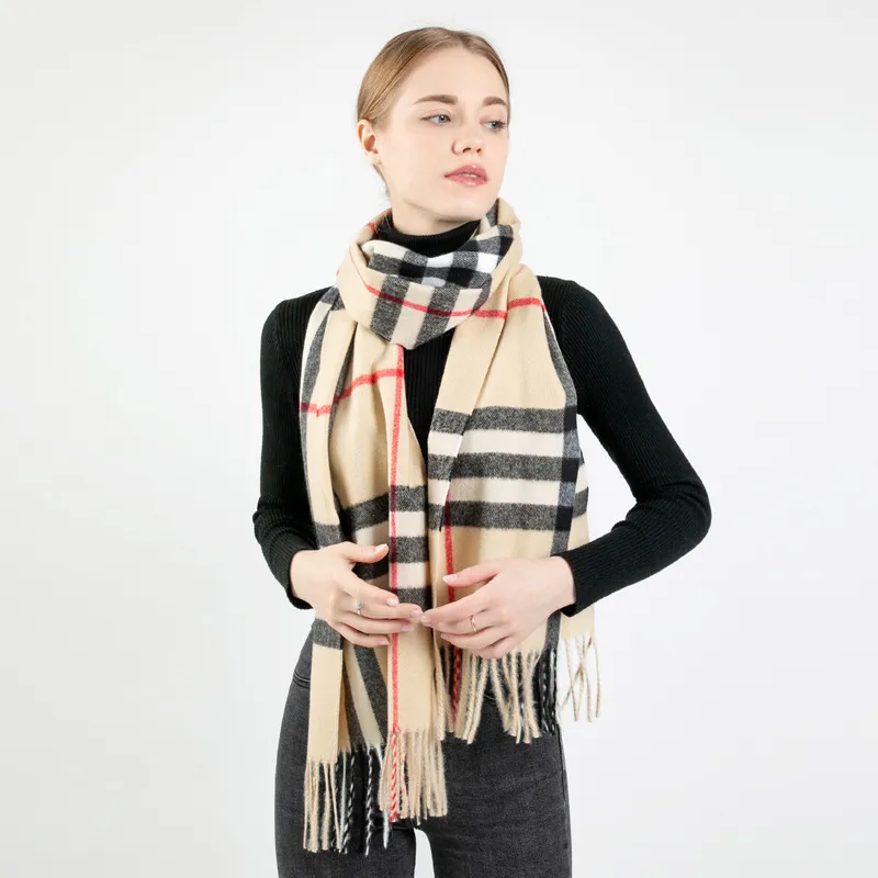 Клетчатый шарф женский зимний 2024 новый мужской шарф осень-зима женский классический английский шерстяной кашемировый шарф