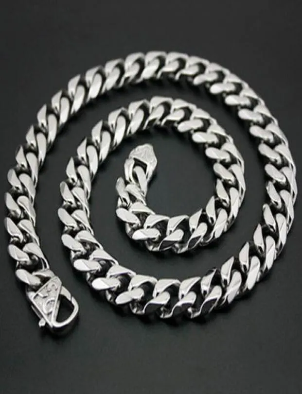 Tung 15 mm bred 1832 tum rostfritt stål silver stort trottoarkantens halsband för mens semestergåvor cool1668343