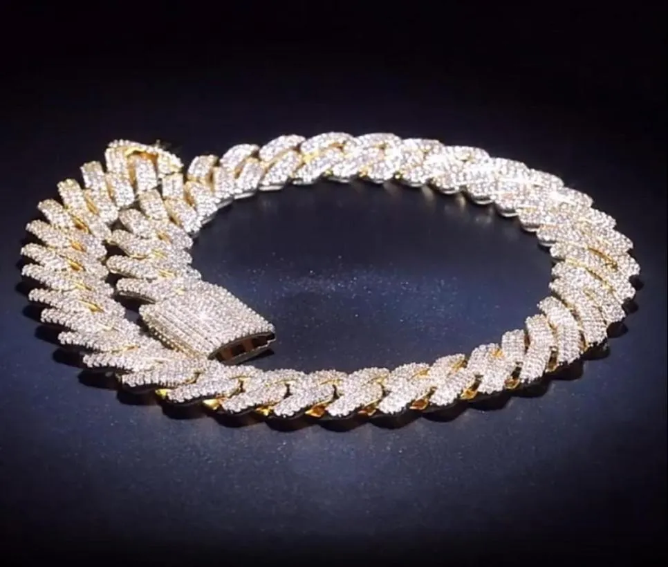 Herren Gold Kubanische Gliederkette Halskette Hohe Qualität Iced Out Ketten Hip Hop Bling Bling Halsketten Schmuck 20mm3755648