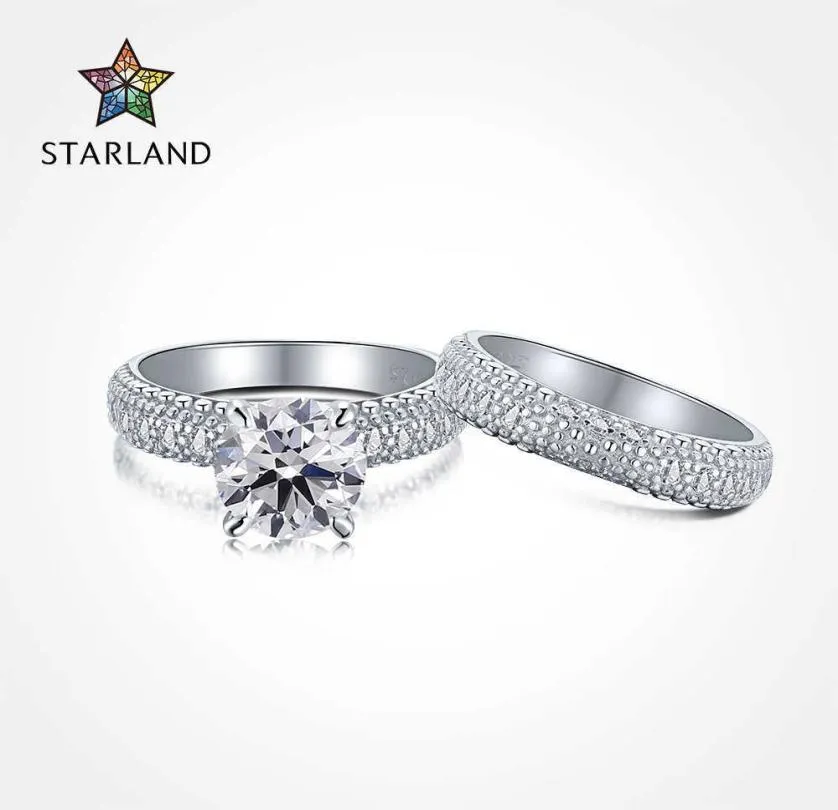 Wind S925 Sterling Silver eternal wedding ring women039s super flash simulation set ring8136927