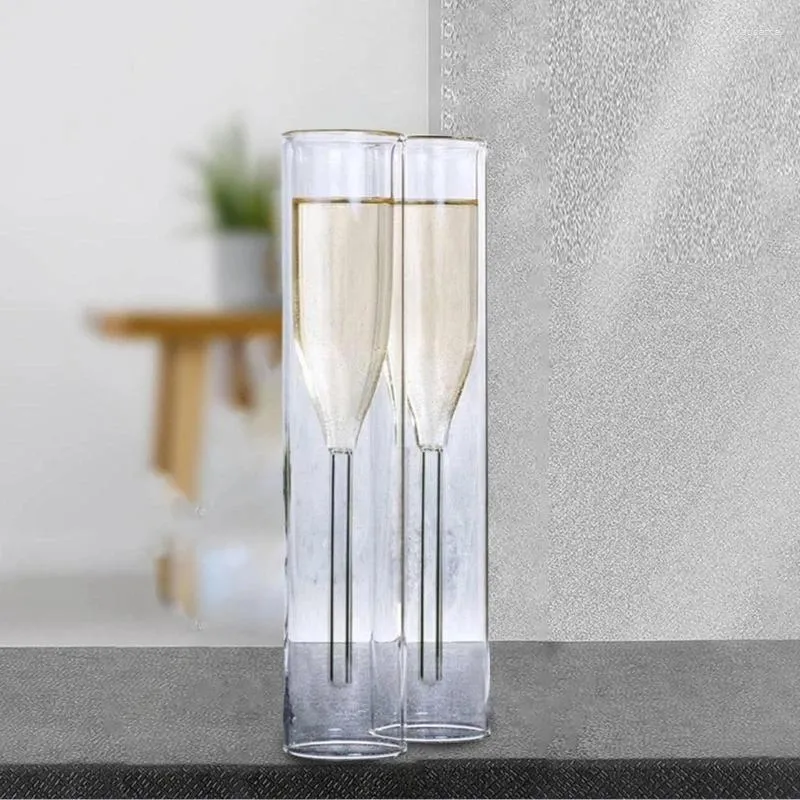 Wijnglazen 2 Stuks 100 Ml Champagne Glas Dubbelwandige Bruiloft Cup Roosteren Cocktails Fluit Beker Bubble