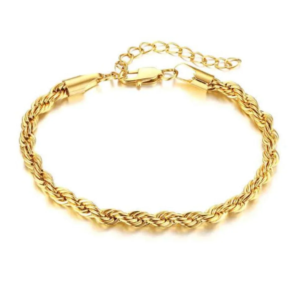 Women039S armband Joolim High End 18K Gold Plated Rope Chain Armband Stainls Steel Jewelry8329234