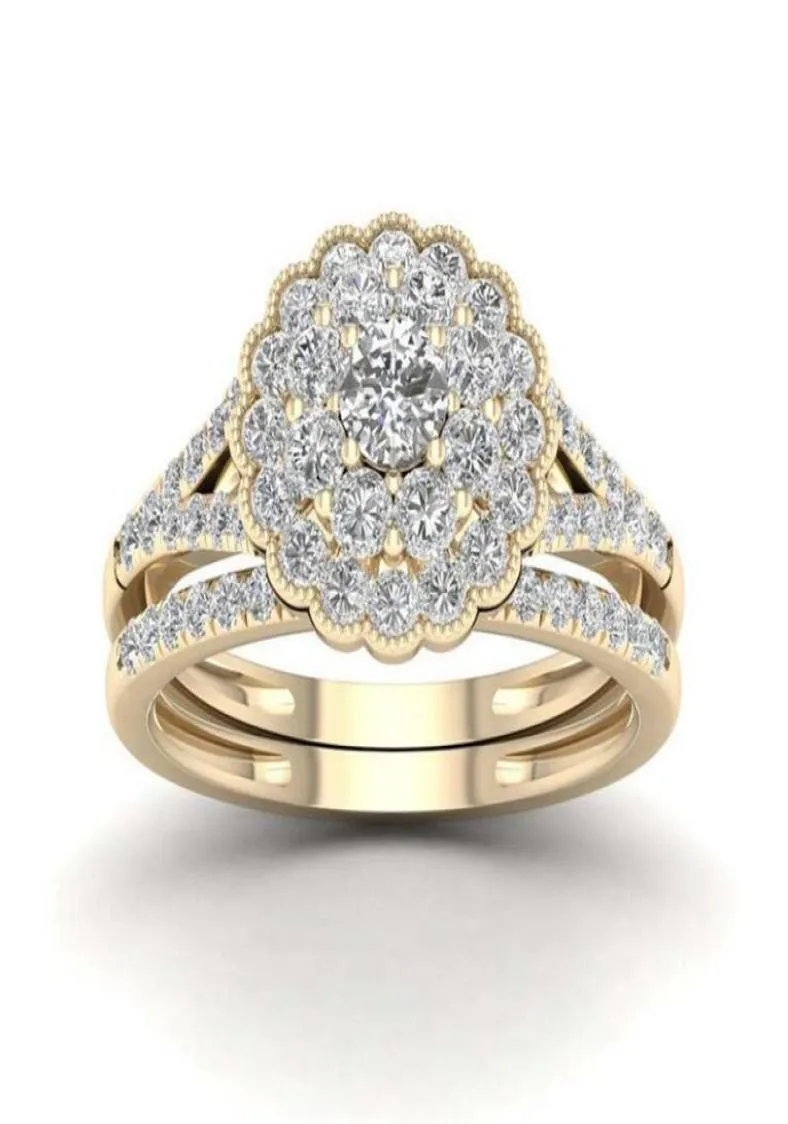 Choucong nova chegada de alta qualidade vintage jóias casal anéis 925 prata esterlina preenchimento ouro 5a zircão cúbico promessa popular women8187852