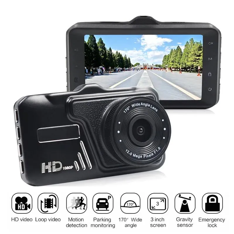 DVRS NEW CAR DVR VIDEO DASHCAM 3.0インチフルHD 1080p 170度車両データレコーダーループ録音GSENSORパーキングモニター