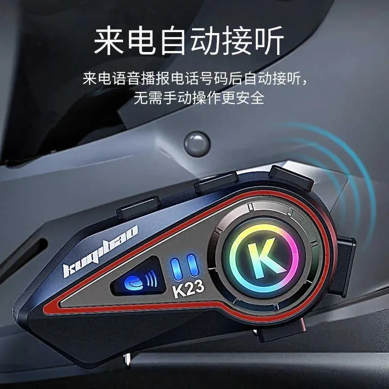 Talkie Hjälm Bluetooth Headset Motorcykel Bluetooth -headset med ljus inuti full hjälm lång uthållighet ryttare vattentät q231222