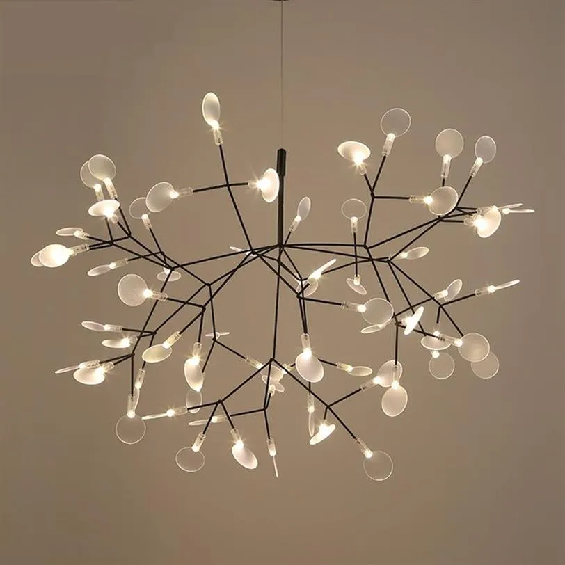 Modern Heracleum Tree Yaprak Kolye Işık Led Lamba Süspansiyon Lambaları Oturma Odası Sanat Bar Demir Restoran Ev Aydınlatma AL12346S