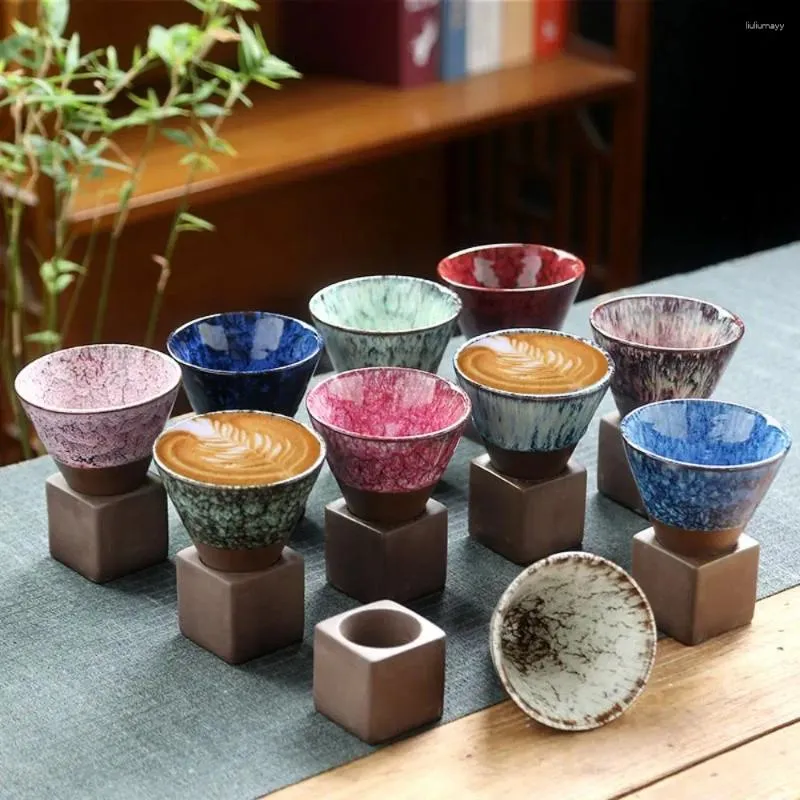 Cups Saucers Ceramic Retro Hat Cup Creative Japanese-style Cone Kiln 200ML. Home Art Porcelain