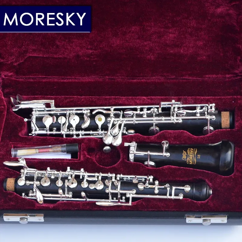 MORESKY Professional C Key Oboe of ebony Semi-automatic Fully automatic Oboe Style Cupronickel Plated Silver