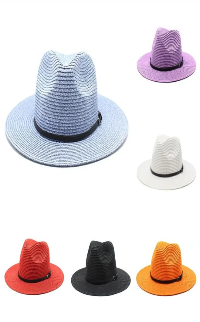 Chapeaux à large bord Summer Sunshade Beach Hat Femmes Paille Panama Roll Up Fedora Sun UPF50 Sunscreen Holiday7909487