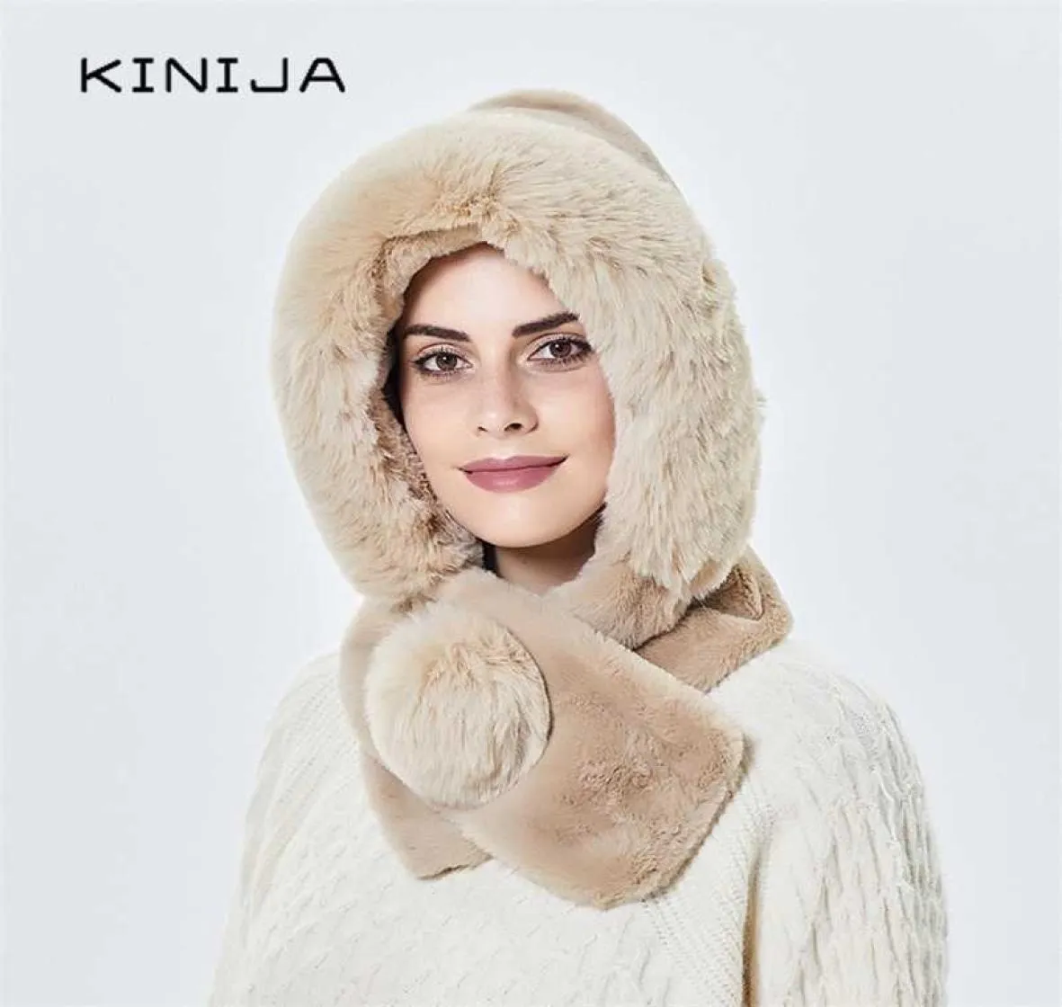 Mink Fur Hat Winter Women Thicken Warm Cap Hooded Girl Outdoor Ski Windproof Gorro Russia Soft Ear Protection y Beanies 2201074578982