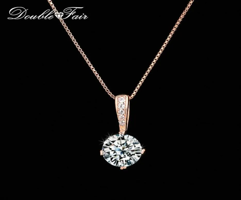 Double Fair Style Kette Halsketten Anhänger SilberRose Gold Farbe Mode Zirkonia Hochzeit Schmuck für Frauen DFN4266747623