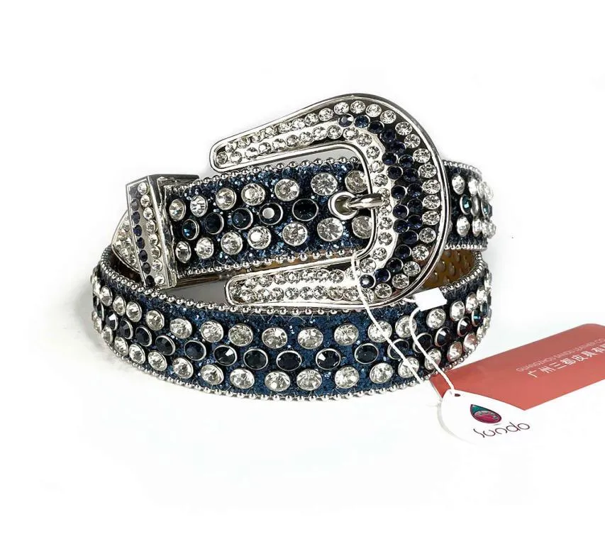 Fashion Crystal Belt Justerbar längd Diamond Buckle Chic Western Cowboy Style Rhinestone Belts For Girls Men Dekorativ4291518