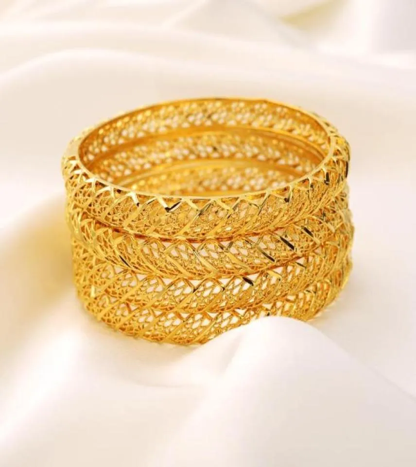 Bangle 24K Dubai Bruiloft Armbanden Voor Vrouwen Ethiopische Sieraden Goud Kleur Afrika Armbanden Arabische Verjaardag Gifts3944901