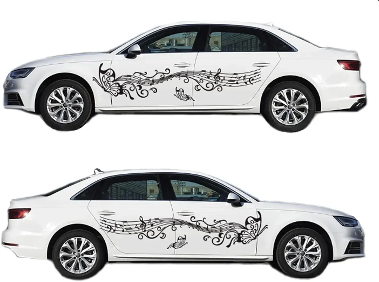 Stickers Een set auto voertuig vrachtwagen auto power muziek zwarte vlinder Bloemen sport power Styling Vinyl Carrosseriesticker Taillelijnstickers