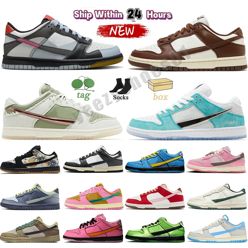 Correndo Sapatos Casuais para Homens Mulheres Flat Low Sneakers Reverse Panda Branco Preto Triplo Rosa Unc Rose Whisper April Skateboards Gai Mens Trainers Esportes ao ar livre