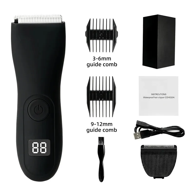 Professionell elektrisk ljumsk hårtrimmer kropp groomer rakapparat för män ipx7 vattentäta våtgrek klippare manlig hygien rakkniv ansikte 231225