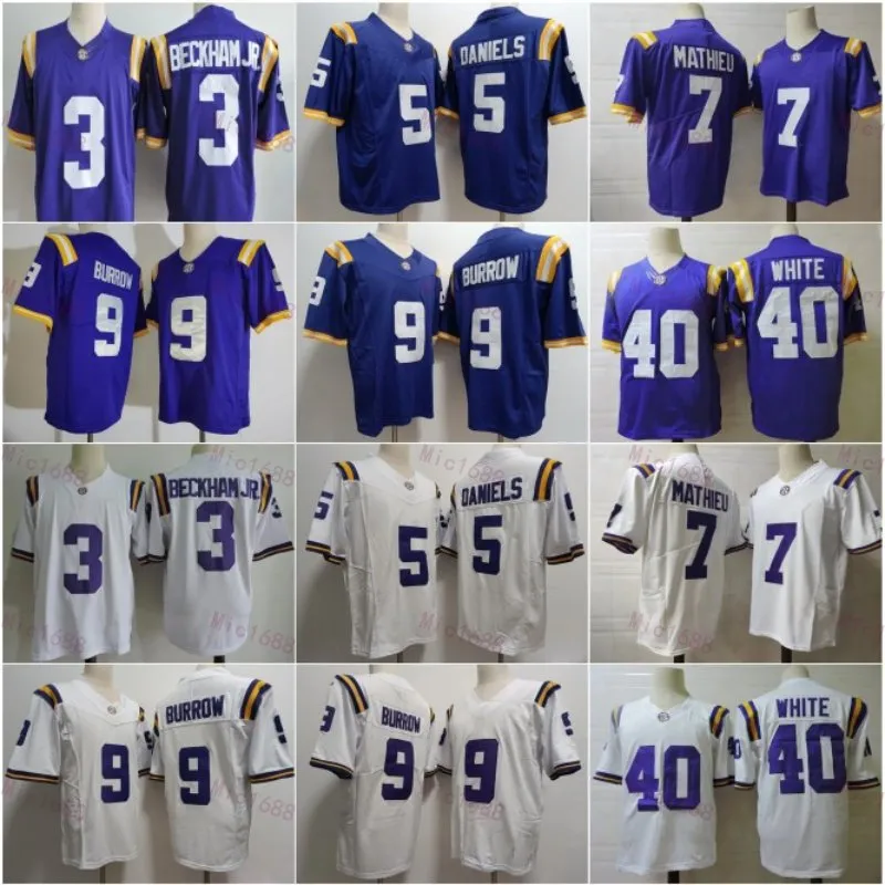 7 Tyrann Mathieu College Football Jersey 3 Odell Beckham Jr 5 Jayden Daniels 40 Devin White 9 Joe Burrow Mens cousu