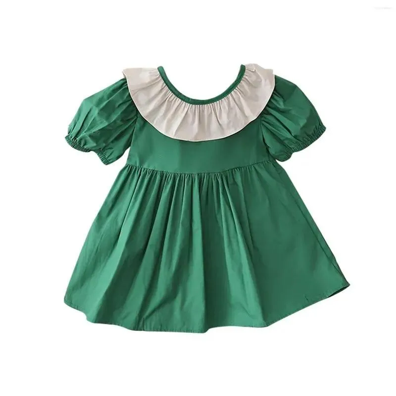 Robes fille robes été noeud papillon manches bouffantes à volants col rond mode filles robe bébé Bloomers vêtements 5 ans