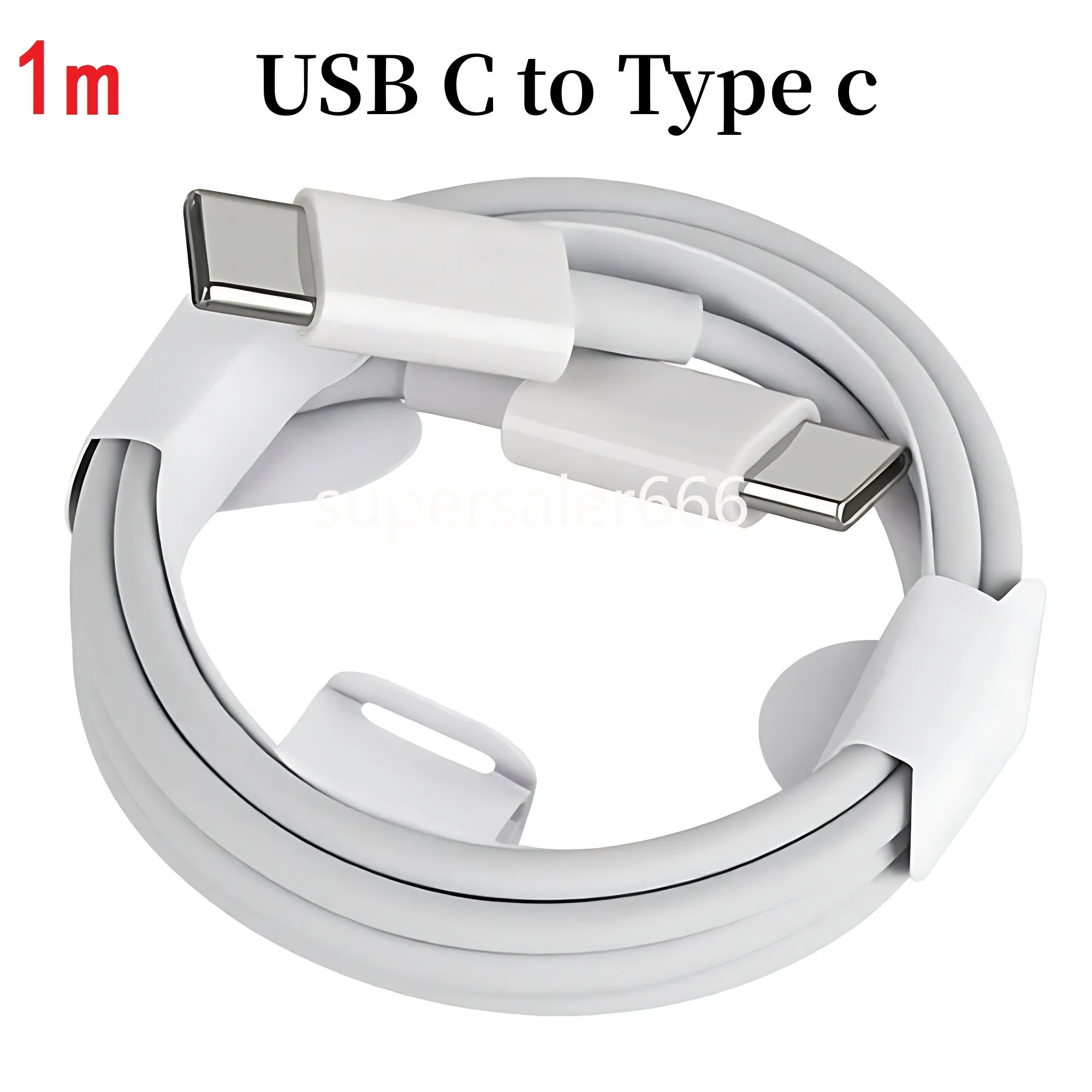 빠른 충전 1m 3ft USB C to Type C PD 케이블 충전기 Samsung Galaxy S22 S23 S24 Utral Huawei Xiaomi HTC LG S1 White Wire