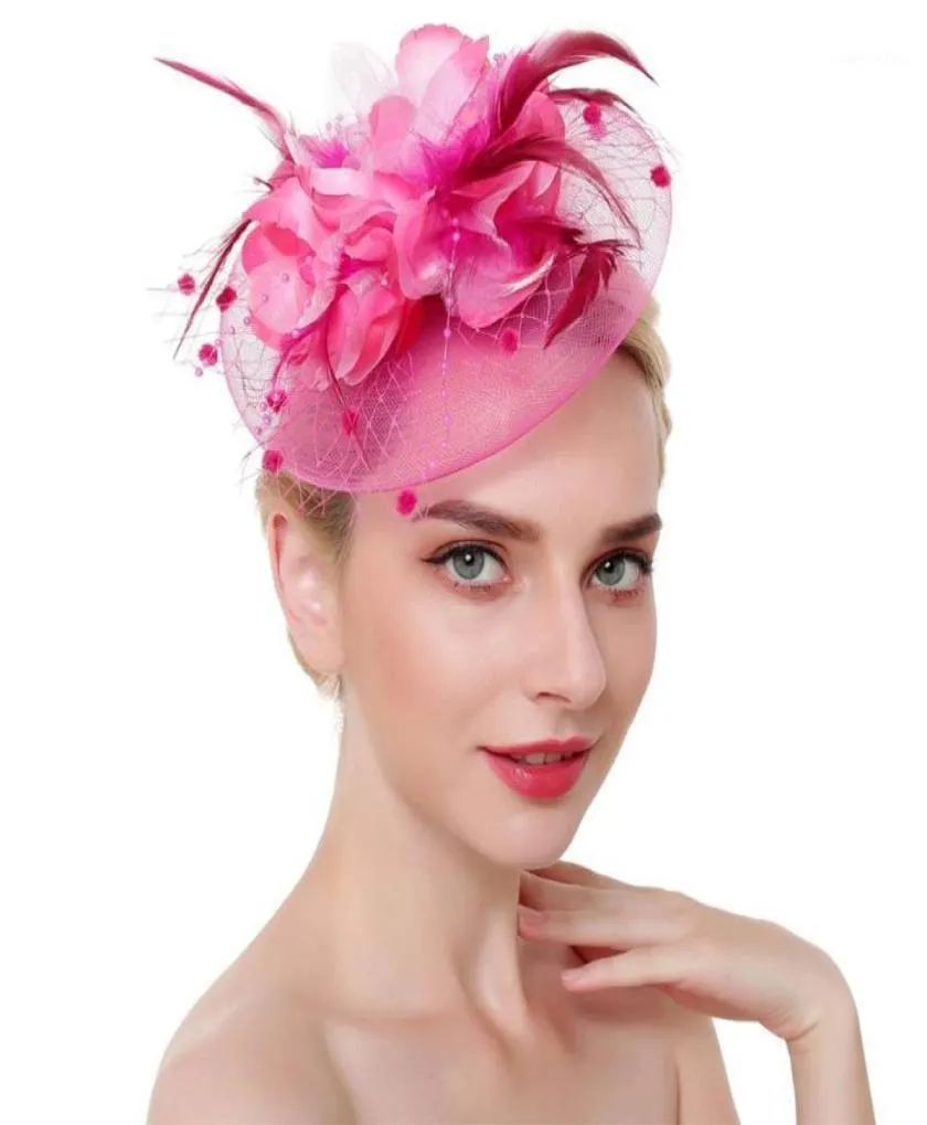 Women Charming Hair Accessories Headwear Party With Clip Headband Wedding Fascinator Hat Flower Bridal Mesh Elegant18473633