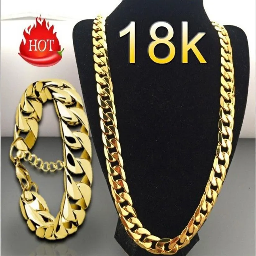 Collier or mode bijoux de luxe plaqué or jaune 18 carats pour femmes et hommes chaîne Punk pendentif accessoires acc063192c