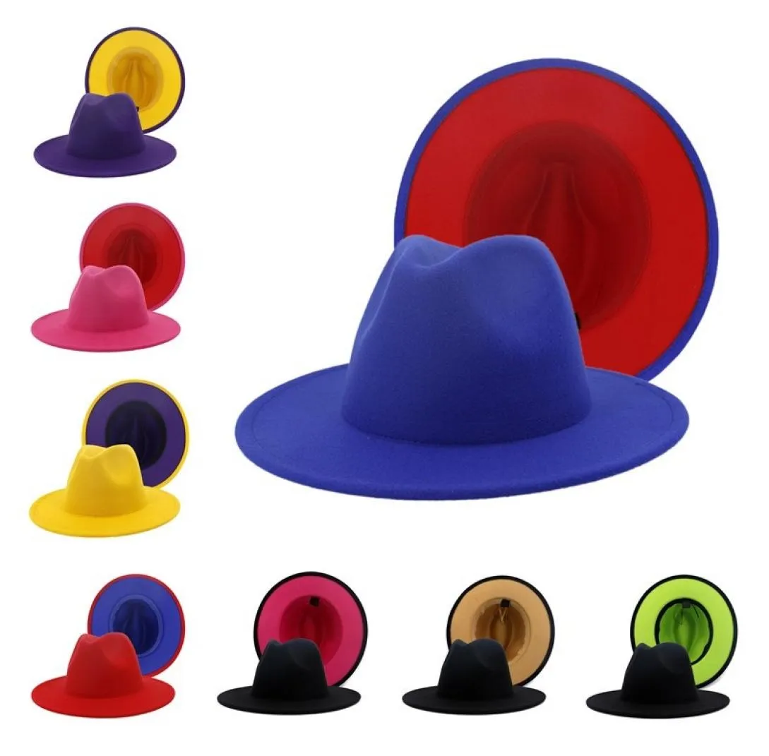 Panama cap jazz formell hatt dam filt fedora hattar mode lapptäcke breda grim kepsar unisex trilby chapeau för män kvinnor röd svart ne6438194