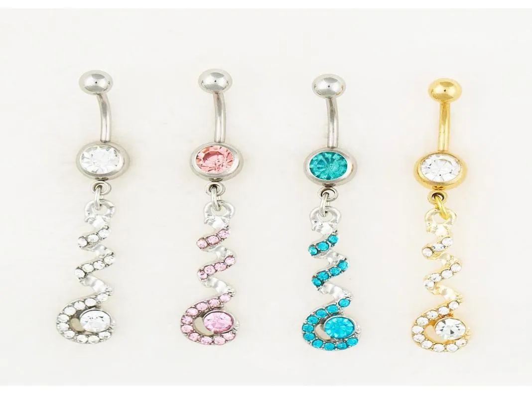 3 färger kroppsmycken fin stil navel belly ring 10 st bland färger sten droppe fabrik td9mk3610803