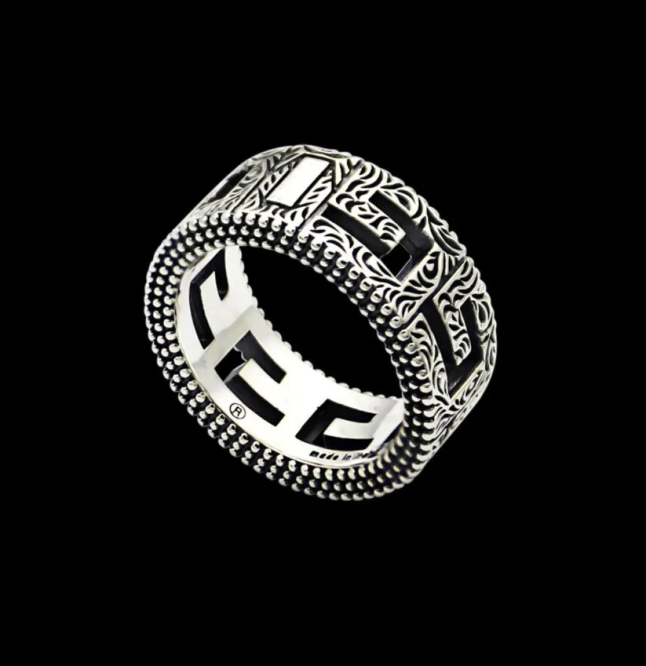 Titanium steel jewelry hollow G letter pattern ring lovers square Gshaped Arabic engraved pattern ring3404143