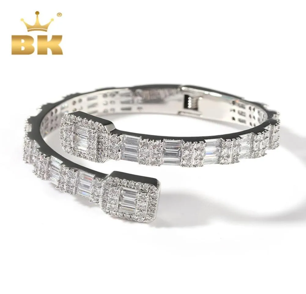 The Bling King 7mm Baguette Cuff Bangel Micro Paved Bling Square Cubic Zirconia Armband Luxury Wrist Rapper Jewelry Punk Bangle 27546870