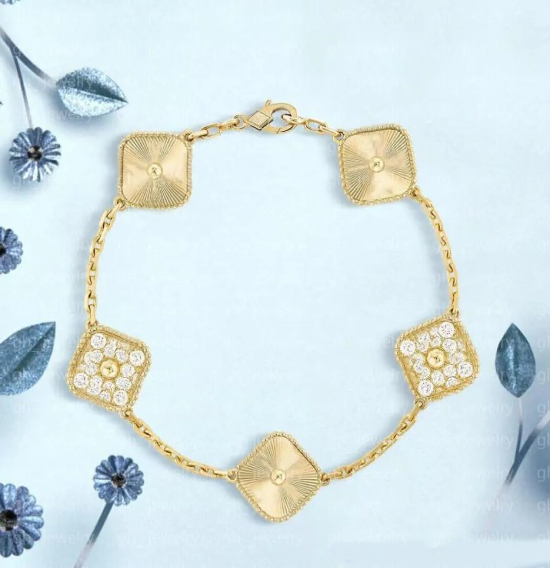 Fashion 4four Clover Charm Bracelets 18K Gold Plated Luxury Designer Bracelet Ladies Wedding Couple Gift Jewelry Multiple Colors 4600024