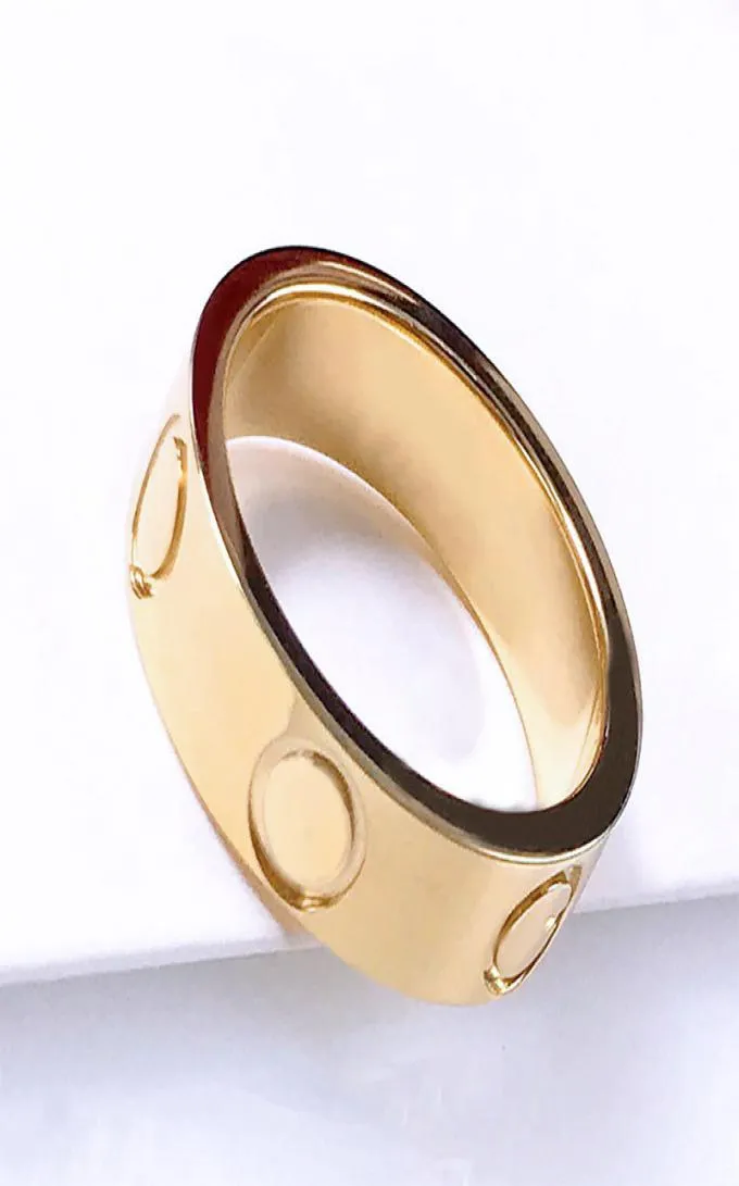 Gold plated band ring love Designer jewelry luxury diamond mens womens plate silver engagement wedding multi Size christmas classi4141474