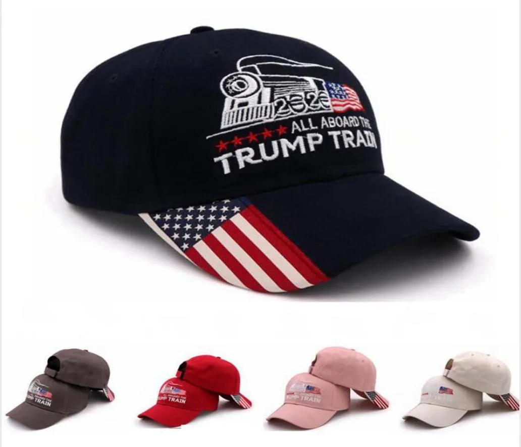 Бейсбольная кепка с поездом Дональда Трампа, уличная вышивка, шляпа с поездом Трампа, спортивная кепка, полосатая кепка с флагом США, регулируемая LJJP1937368186