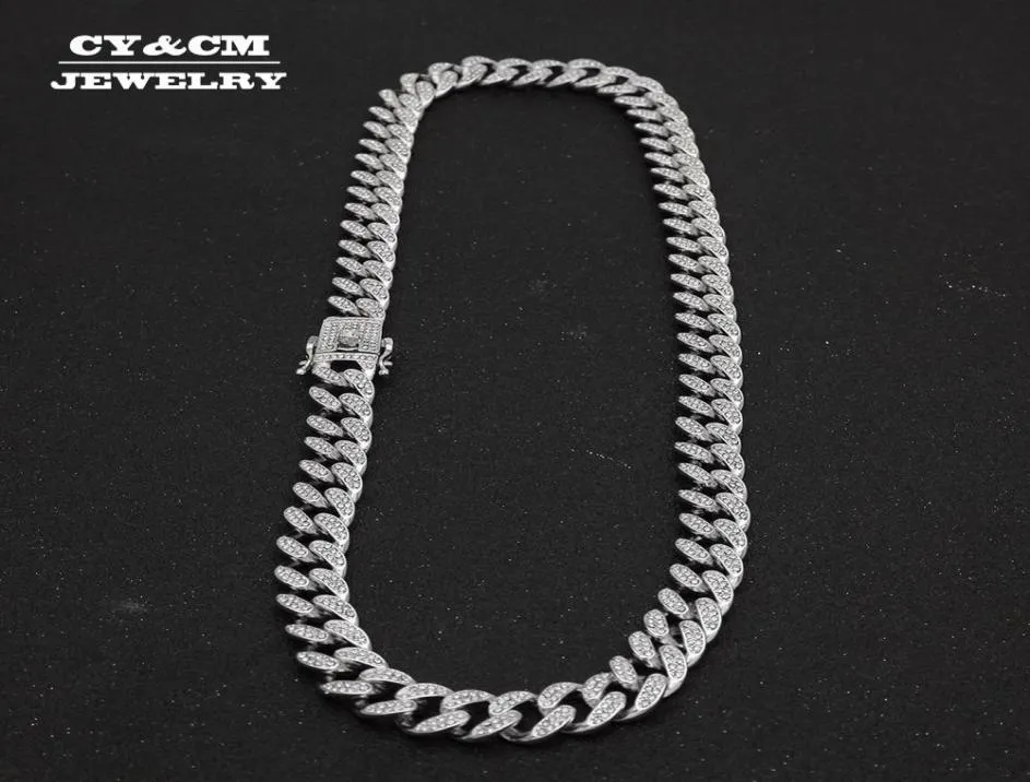 13mm Men039S Crystal Cuban Link Chain Hip Hop Long Neckor for Men Gold Silver Color Heavy Iced Halsband Choker Bling Jewelry6283060