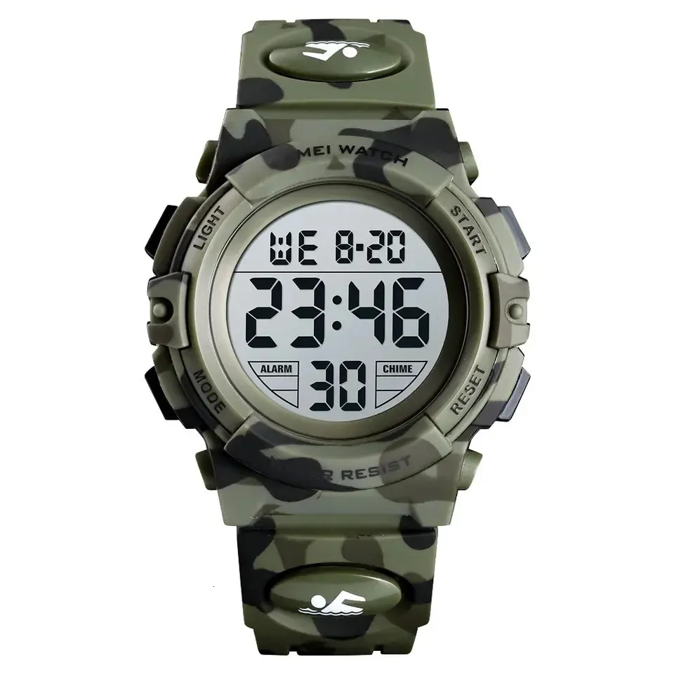 Mode Outdoor Sport Horloges voor Kinderen Jongens Studenten Camouflage Lichtgevende Waterdichte Kinderen Digitale Horloges 231226