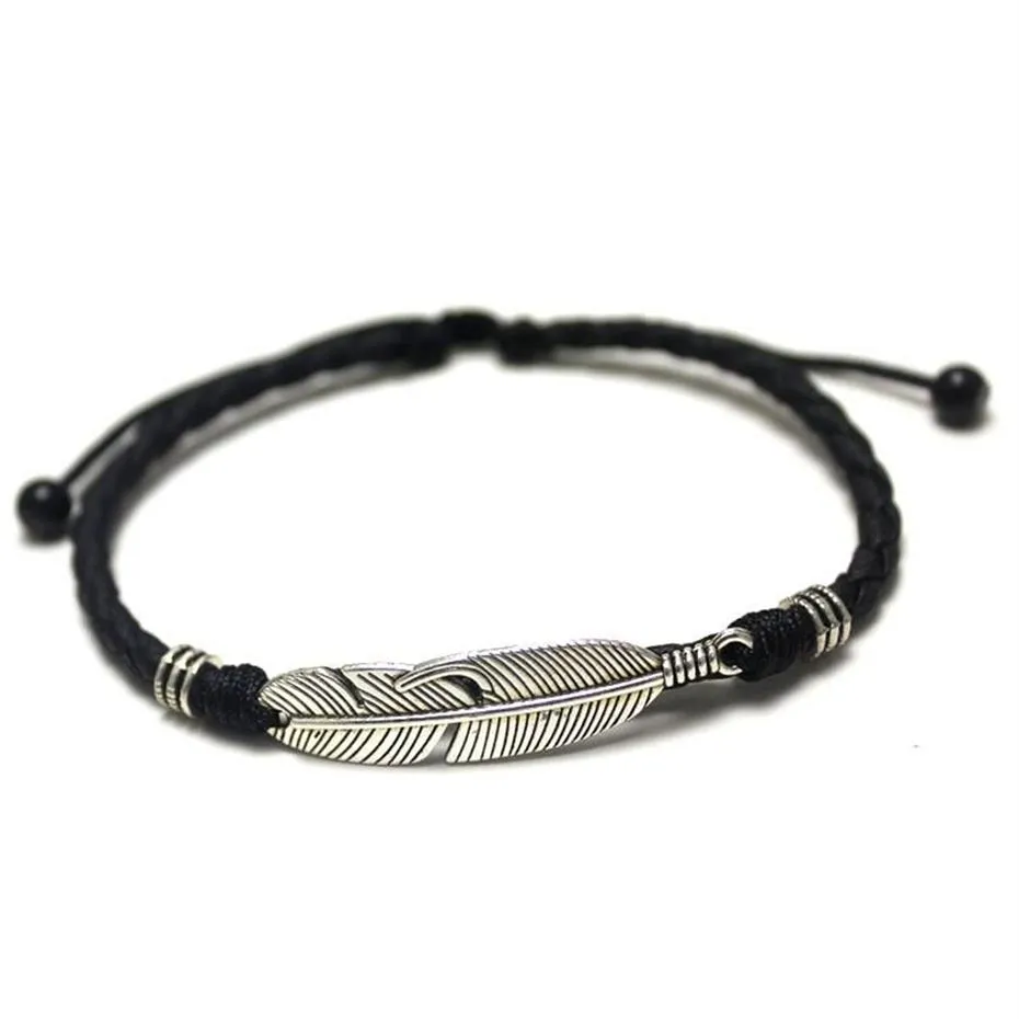 Fußkettchen Einfache verstellbare handgemachte Blatt gewebte Seil Glück Fuß Armband für Frauen Männer Jewelry293u