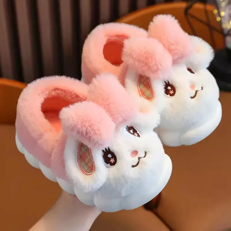 Baby Toddler Winter Slippers Children Cute Cartoon Rabbit Home Slipper Kids Indoor Warm Plush Slides Child Floor Shoes for Girls 231226