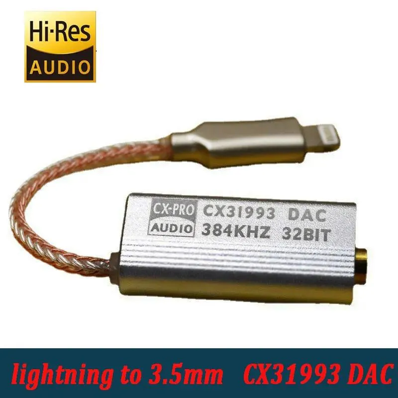 Mixer para apple relâmpago para 3.5mm adaptador de áudio fone de ouvido amp linha de decodificação dongle cxpro cx31993 dac áudio 384khz 32bit