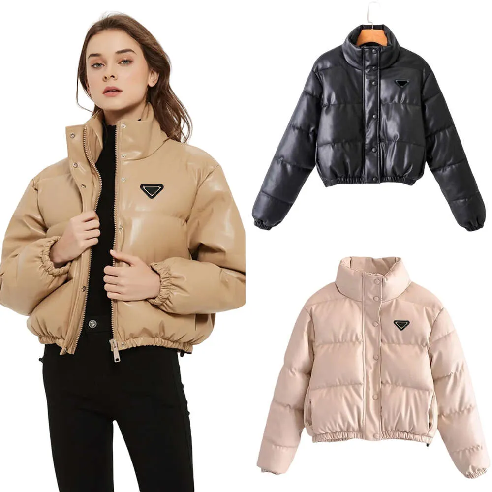 Prada Fashion Casual Solid Color Women's Leather Jackets Luxury Designer Brand Ladies Short Coat Autumn and Winter Warm Short Outerwear Tops High Quality