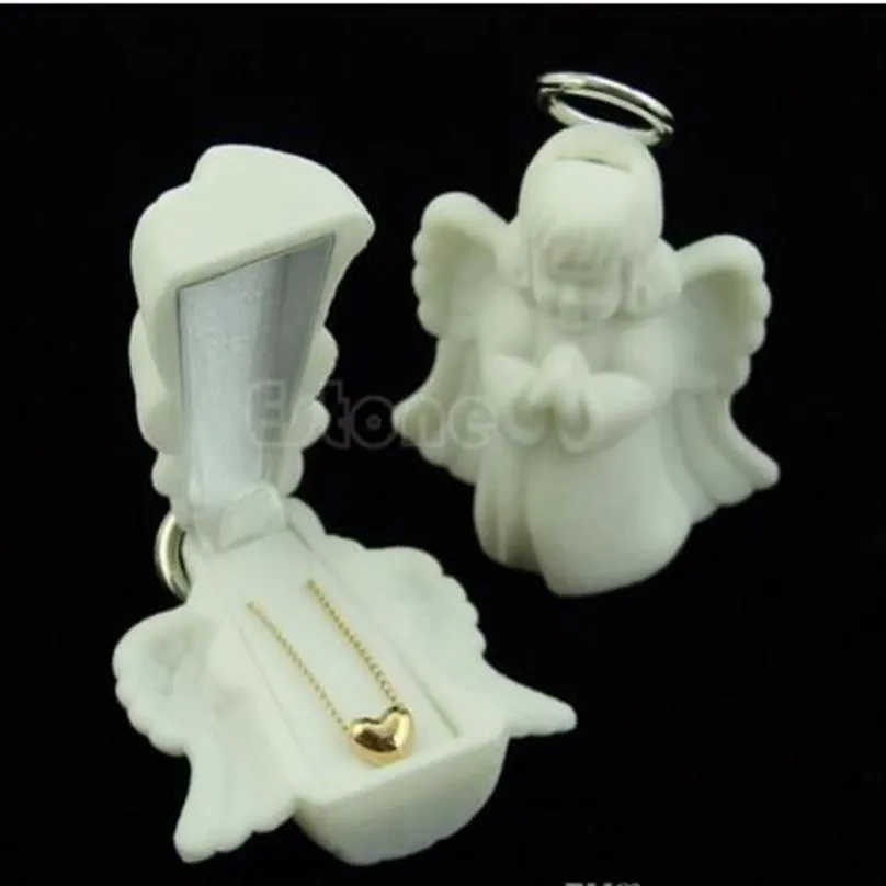 Flocking White Jewelry Box Luxury Angel Velvet Jewelry Rings Necklace Display Box Gift Container Case Jewelry Packaging 20pcs lot 2160