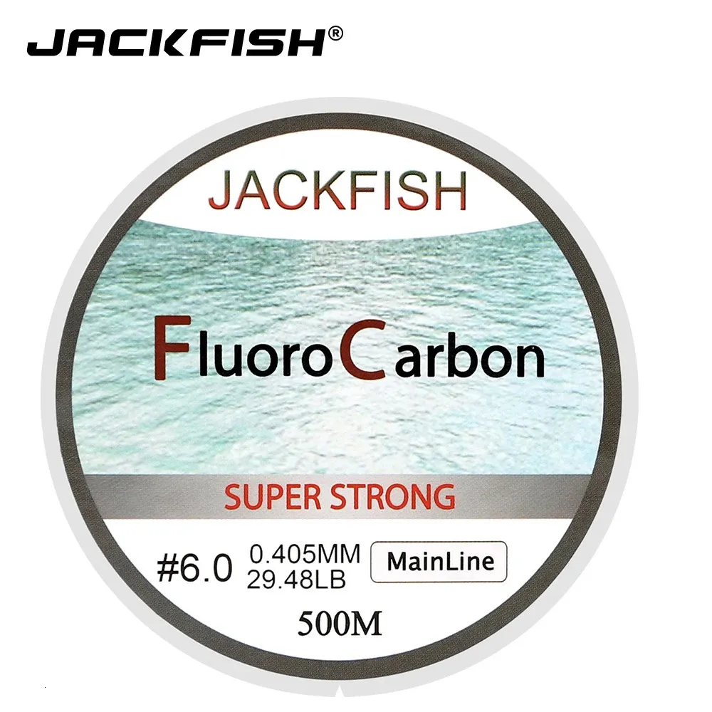 JACKFISH 500M Fluorocarbon Vislijn 532LB test Koolstofvezel Leider 01650mm vliegvislijn pesca 231225