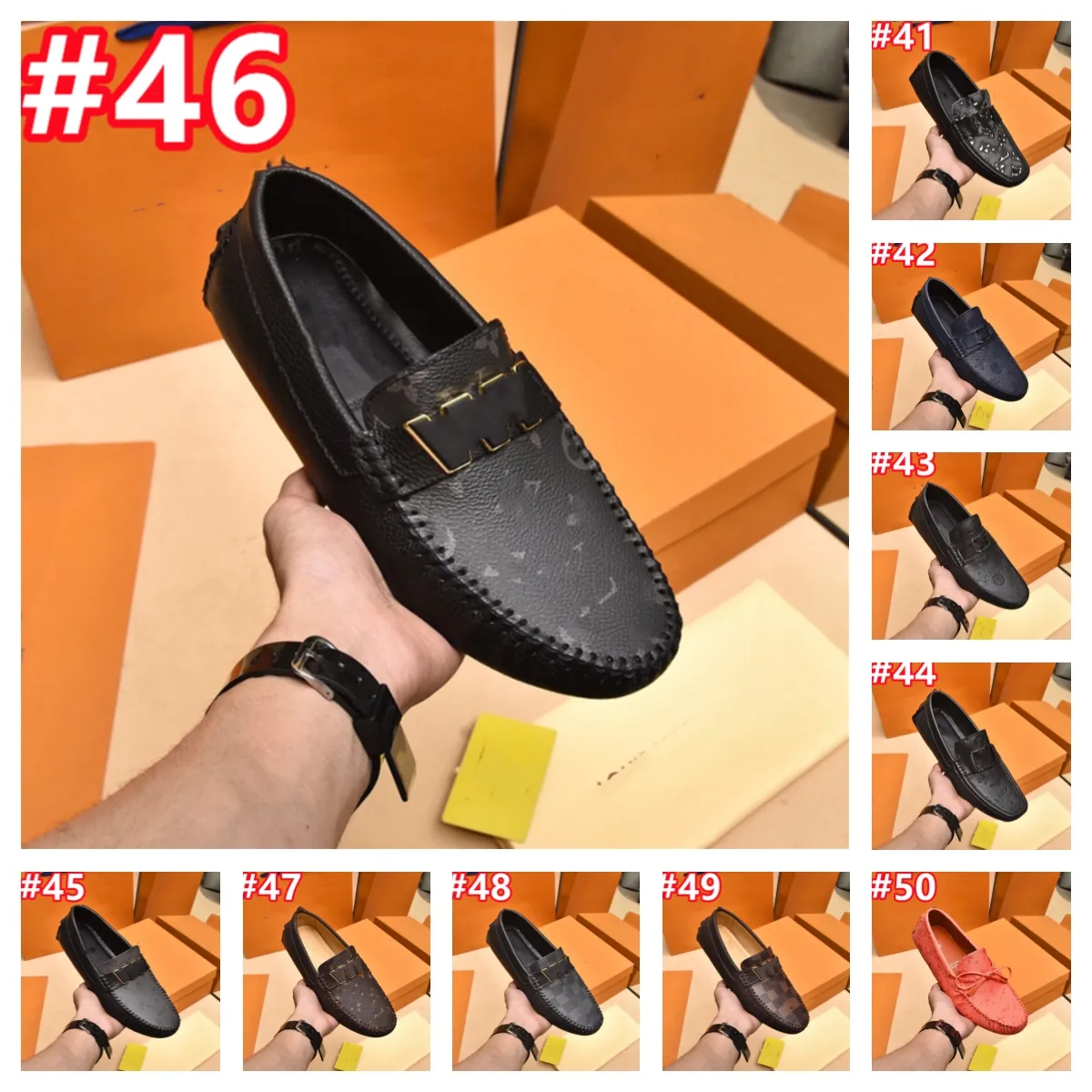 260Model Canvas Skórzany but man zwykły projektant luksusowe marki ręcznie robione mokasyny Penny Men Slip on Flats Driving sukienki Buty Białe brązowe mokasyny