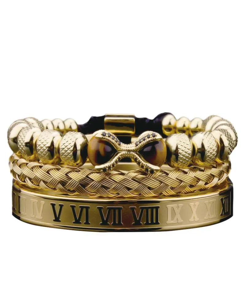 3st Luxury Roman Royal Dragon Claw Charm Men rostfritt stål geometri pulseiras öppna justerbara armband par smycken9780692