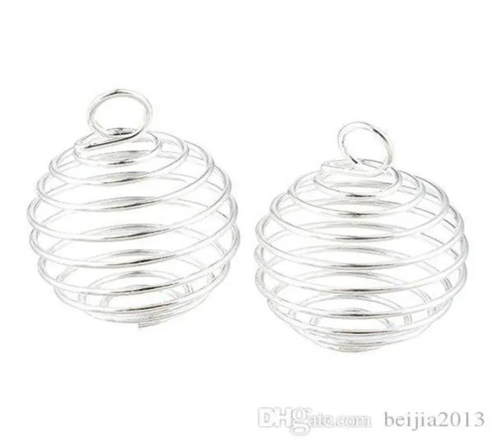 100pcllot srebrne uroki spiralne koraliki klatki wisiorki Odkrycia 9x13 mm biżuteria Making DIY7585532