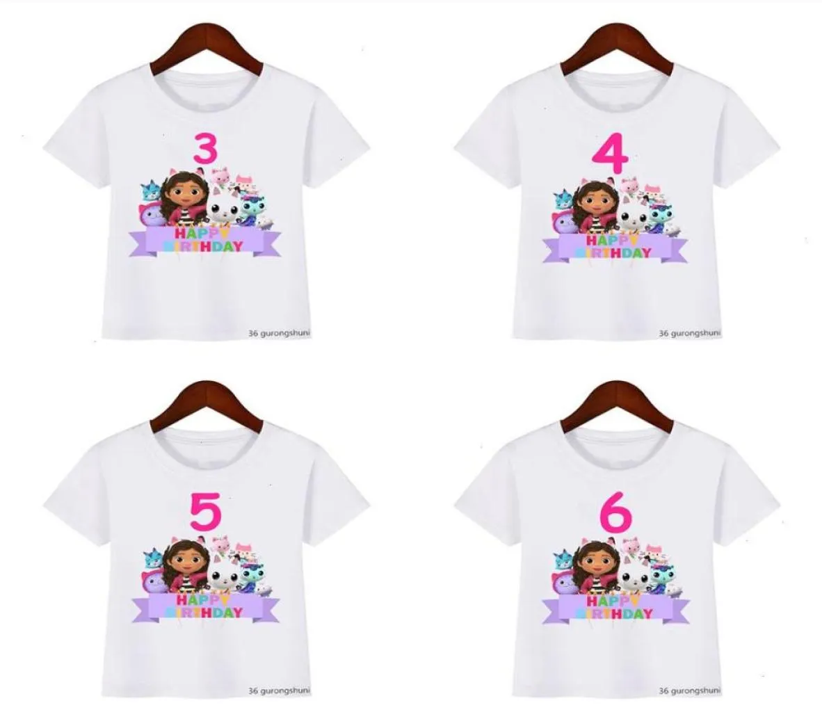 Kawaii Girls Tshirt Cute Gabbys Doll House Cartoon Stampa per bambini Compleanno Abbigliamento 210 anni Baby Tops3021245